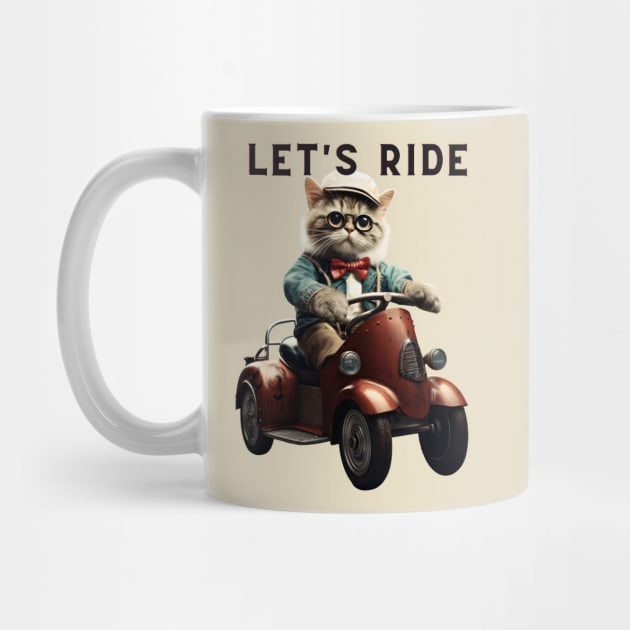 Let's Ride Retro Cat Design | Vintage Cat Lover by KittyStampedeCo